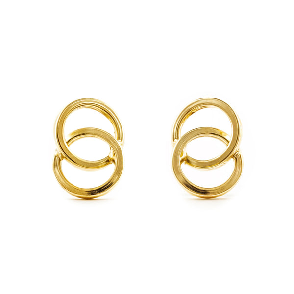 18ct Yellow Gold Double Hoops Earrings shine 10x7 mm