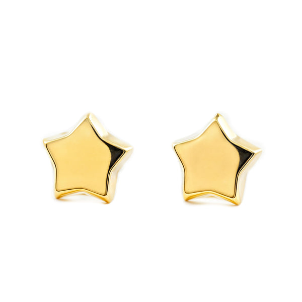 Pendientes Mujer-Niña Oro Amarillo 9K Estrella Brillo