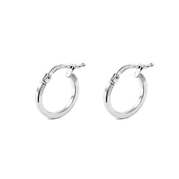 18ct White Gold Square Hoops Earrings shine 13x1.5 mm