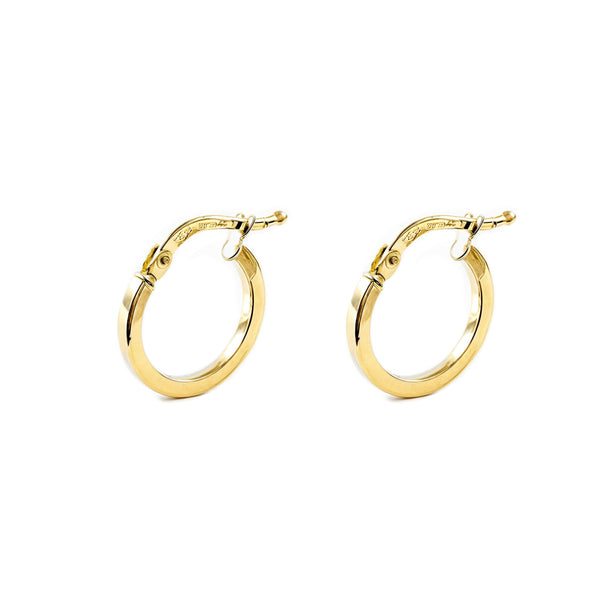 18ct Yellow Gold Square Hoops Earrings shine 13x1.5 mm