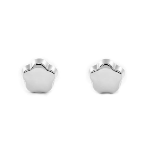 9ct White Gold Daisy Flower Children's Baby Earrings shine