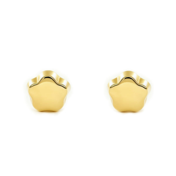 18ct Yellow Gold Daisy Flower Children's Baby Earrings shine