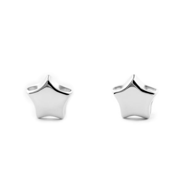 18ct White Gold Star Children's Baby Earrings shine