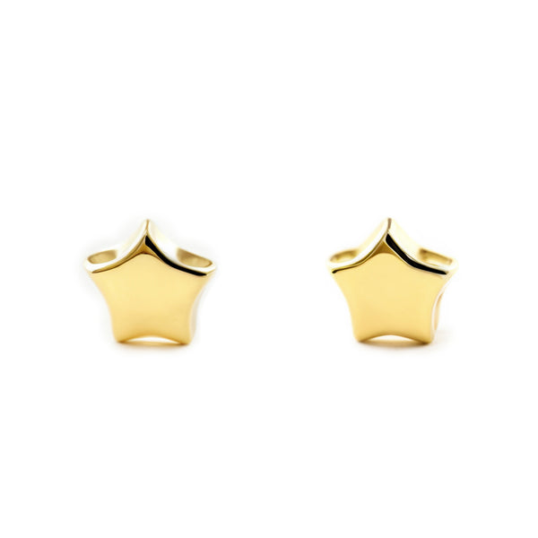 9ct Yellow Gold Star Children's Baby Earrings shine