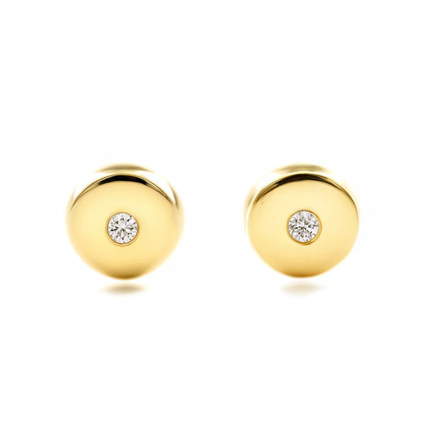 9ct Yellow Gold Round Cubic Zirconia Children's Baby Earrings shine