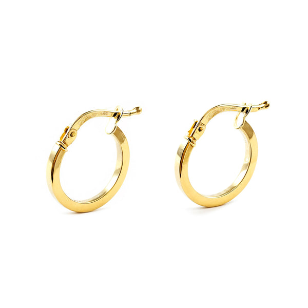 18ct Yellow Gold Square Hoops Earrings shine 11x1.5 mm