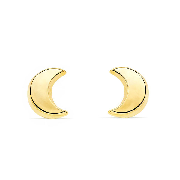 9ct Yellow Gold Moon Children's Girls Earrings shine