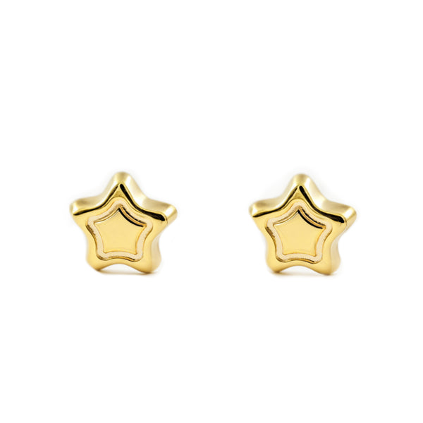 Pendientes Bebe-Niña Oro Amarillo 9K Estrella Brillo