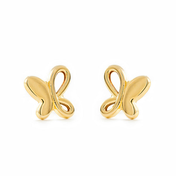 9ct Yellow Gold Butterfly Children's Girls Earrings shine