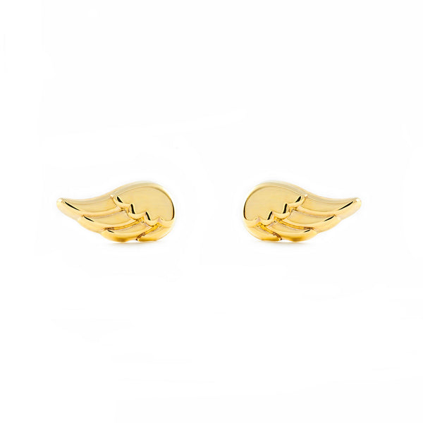 Pendientes Niña Oro Amarillo 9K Liso Alas Brillo