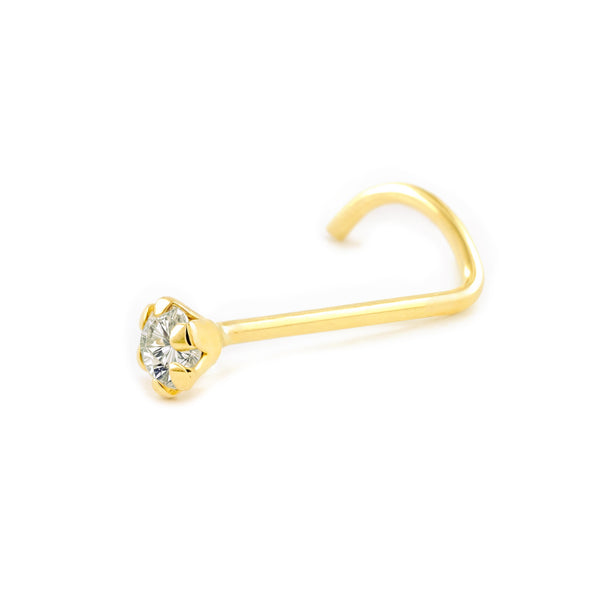 Piercing Oro Amarillo 9K Nariz Circonita 2 mm Brillo