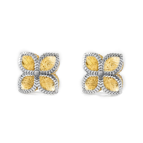 Pendientes Mujer-Niña Oro Bicolor 9K Liso Cruz Texturado