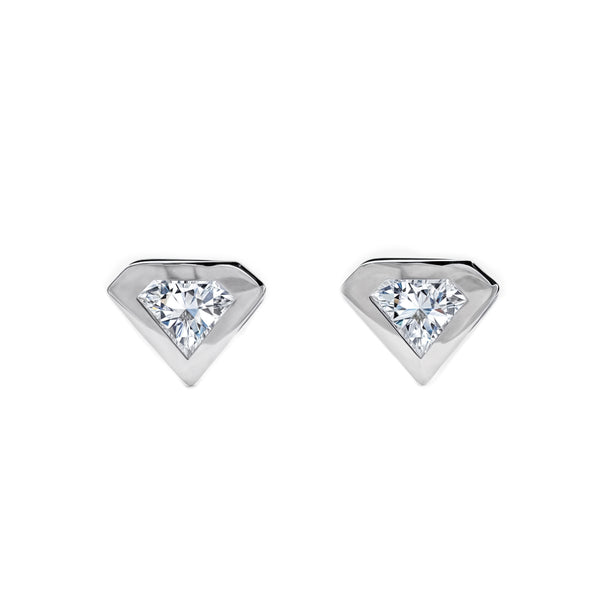 9ct White Gold Diamond Cubic Zirconia Earrings shine