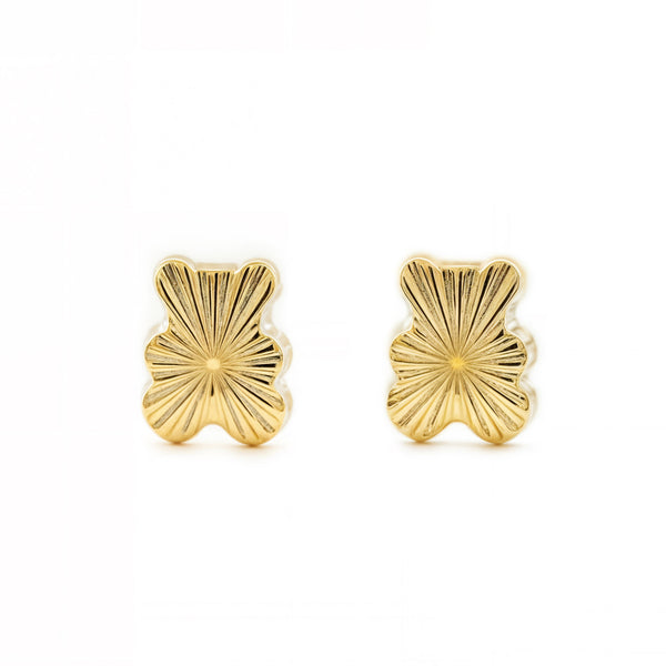 Pendientes Bebe-Niña Oro Amarillo 9K Oso Tallados