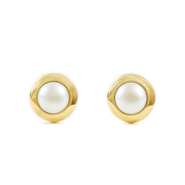 Pendientes Bebe-Niña Oro Amarillo 9K Perla Botón 3 mm Brillo