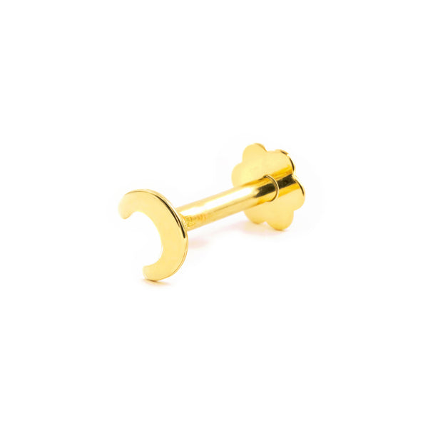 Piercing Oro Amarillo 9K Cartilago Luna Brillo