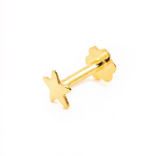Piercing Oro Amarillo 9K Cartilago Estrella Brillo