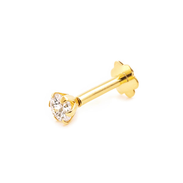Piercing Oro Amarillo 9K Cartilago Circonita 3 mm Brillo