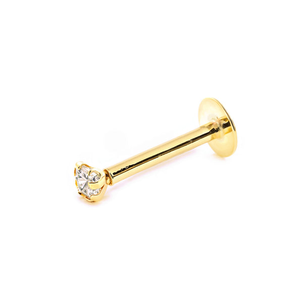 Piercing Oro Amarillo 9K Labio Cuadrado Circonita Brillo