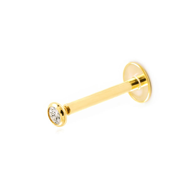 Piercing Oro Amarillo 9K Labio Cono Circonita Brillo