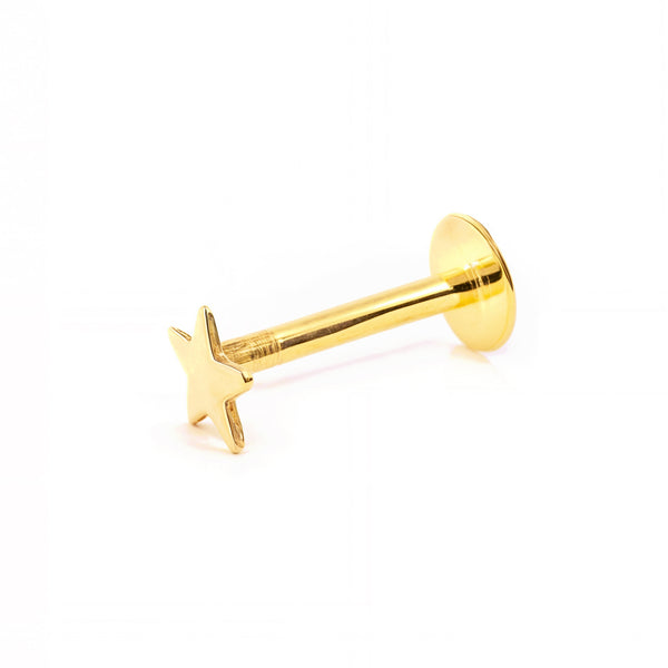 Yellow Gold 9K Lip Star Piercing Shine