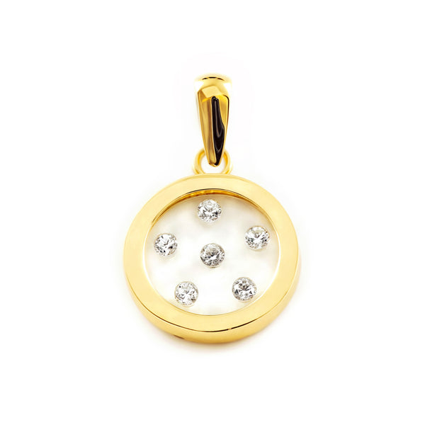 Colgante Oro Amarillo 9K Redondo Circonitas Brillo