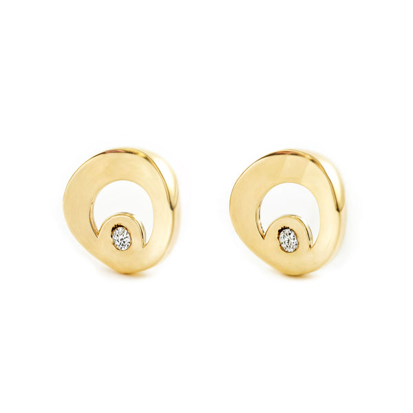 9ct Yellow Gold Round Cubic Zirconia Children's Girls Earrings shine