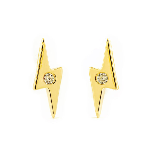 Pendientes Mujer-Niña Oro Amarillo 9K Rayo Circonita Brillo