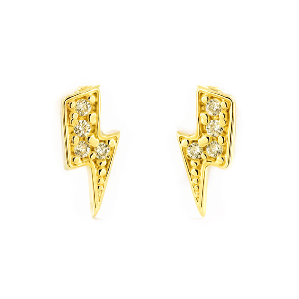 9ct Yellow Gold Lightning Cubic Zirconia textured Earrings
