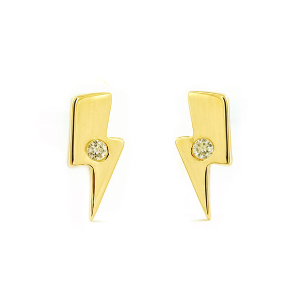 Pendientes Mujer-Niña Oro Amarillo 9K Rayo Circonita Brillo