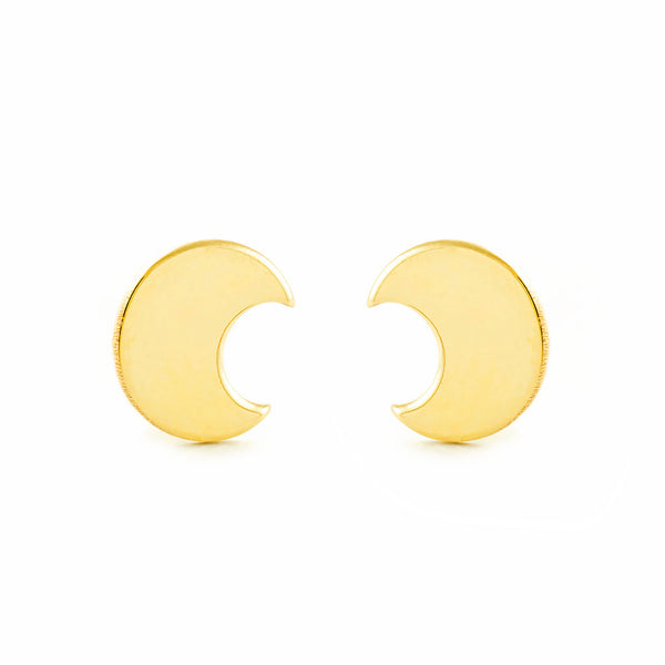 9ct Yellow Gold Moon Earrings shine
