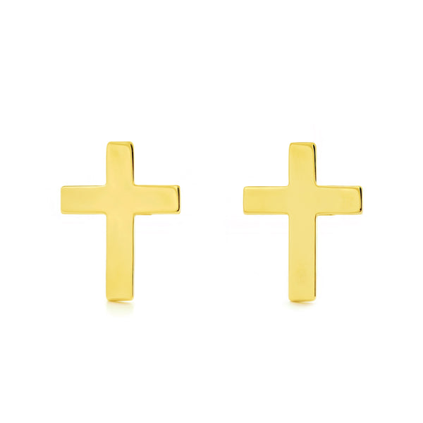9ct Yellow Gold Cross Earrings shine