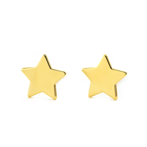 Pendientes Mujer-Niña Oro Amarillo 9K Liso Estrella Brillo