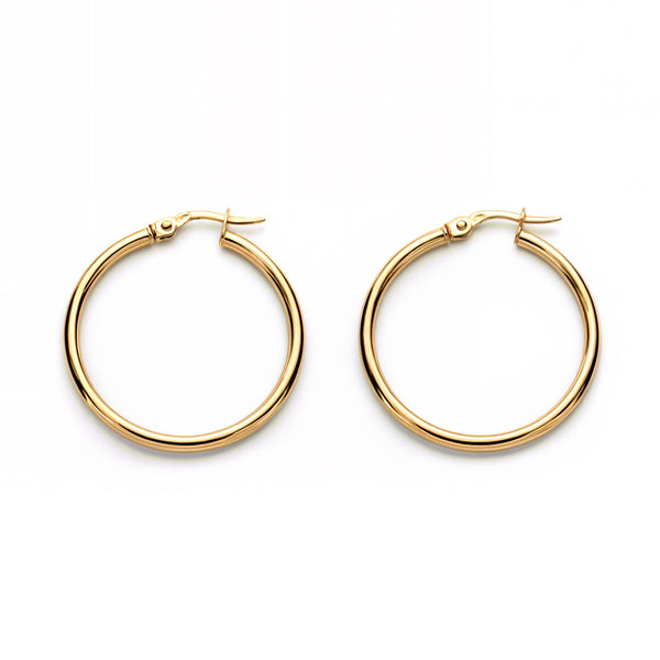 Pendientes Oro Amarillo 18K Aros Redondo Brillo 27 x 1,5 mm