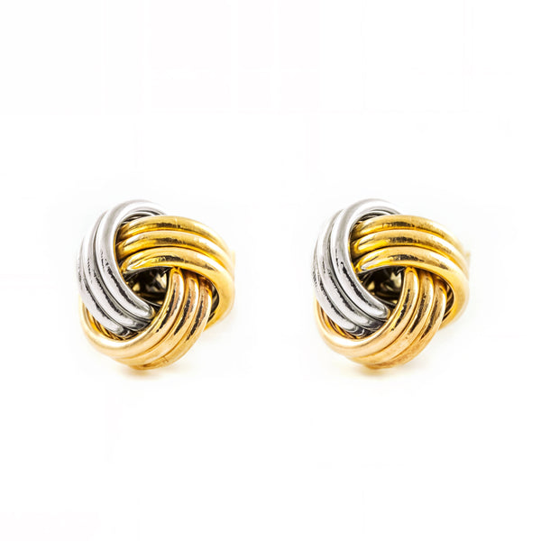 Pendientes Mujer-Niña Oro Tricolor 9K Nudo Brillo