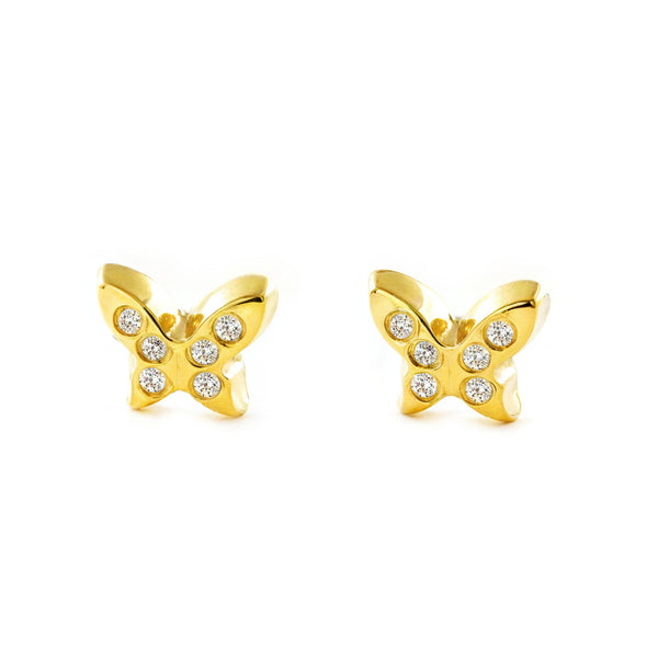 9ct Yellow Gold Butterfly Cubic Zirconia Shine Baby-Girls Earrings