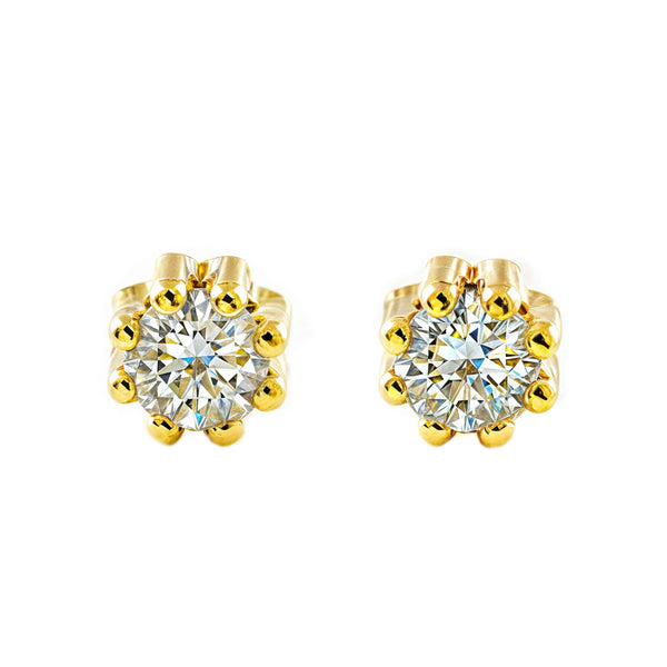 9K Yellow Gold Round Cubic Zirconia Shine Baby-Girls Earrings