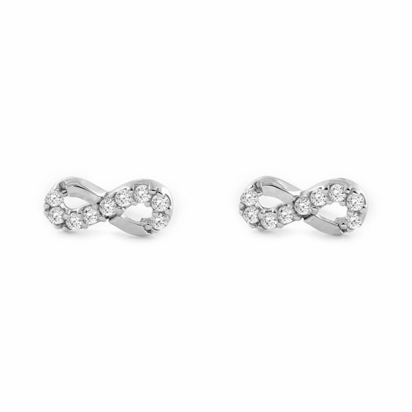 9K White Gold Infinity Cubic Zirconia Shine Earrings for Women-Girls
