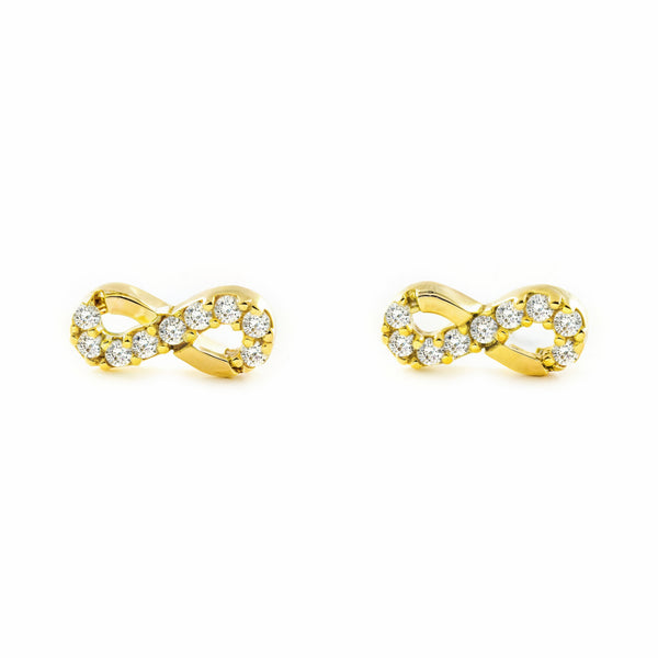 9K Yellow Gold Infinity Cubic Zirconia Shine Earrings for Women-Girls