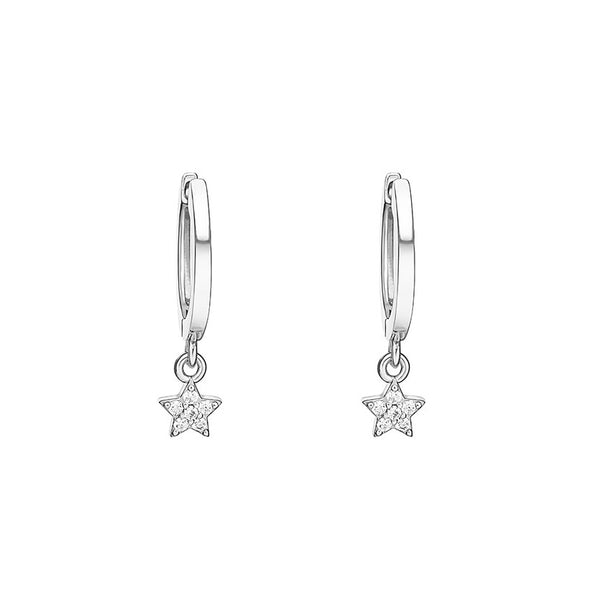 925 Silver Star Cubic Zirconia Shine Earrings