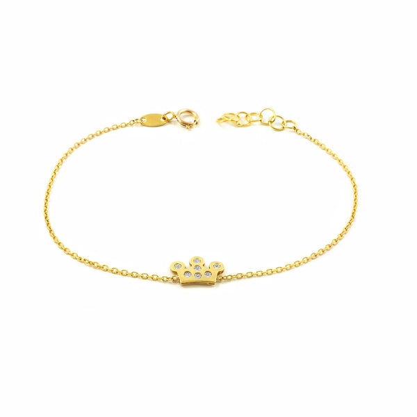 9ct Yellow Gold Crown Cubic Zirconia Shine Women's Bracelet 16 cm