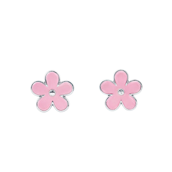 925 Silver Daisy Flower Pink Shine Earrings