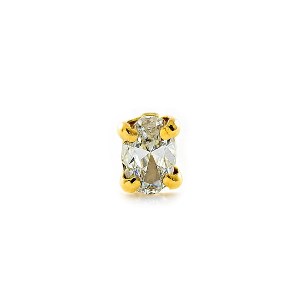 9ct Yellow Gold Cartilage Oval CZ Stud Piercing