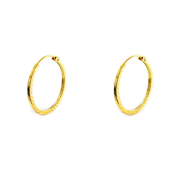 Pendientes Oro Amarillo 9K Aros Cuadrado Tallados 14 x 1 mm