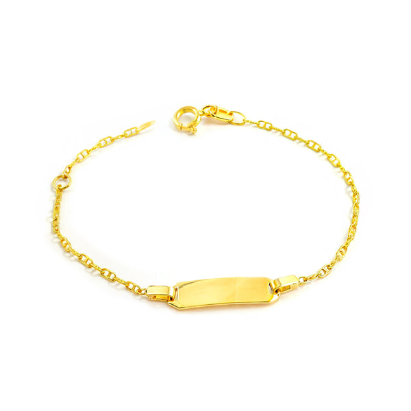 Pulsera Niña Oro Amarillo 9K Personalizada Esclava Forzada Ancla Brillo 14 cm