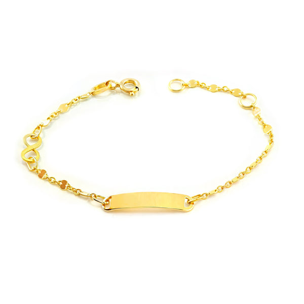 9ct Yellow Gold Personalized Infinity Slave Bracelet Shine 14 cm Girls