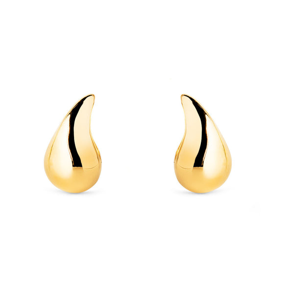 Pendientes Mujer Oro Amarillo 9K Liso Gota Brillo