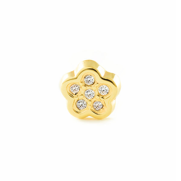 Piercing Oro Amarillo 9K Cartilago Flor Circonitas Brillo