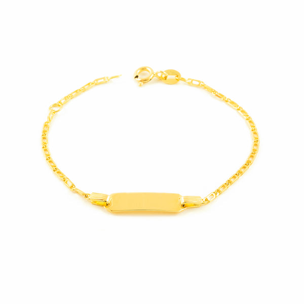 Pulsera Niña Oro Amarillo 18K Personalizada Esclava Ojo de Perdiz Brillo 14 cm