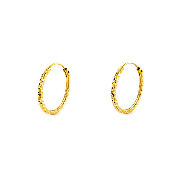 Pendientes Oro Amarillo 18K Aros Cuadrado Tallados 10 x 1,2 mm